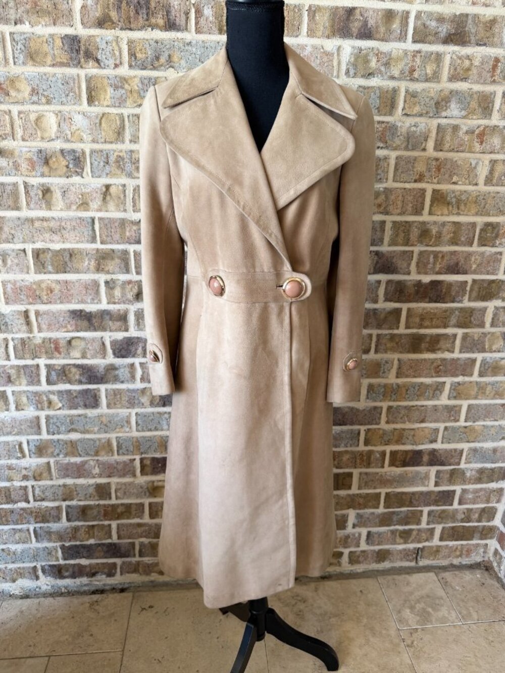 LOEWE vintage suede long coat collar lined original needs TLC small IT 44 US 12